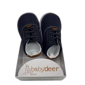 NWT Baby Deer Size 3 Navy Blue Canvas Lace Up Sneakers